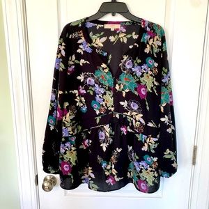 Floral Blouse With keyhole neckline